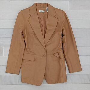 Lord & Taylor Women's Brown Leather Coat Size 2P